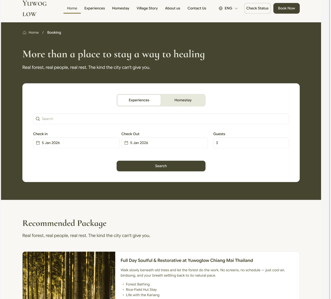 Booking wizard screens